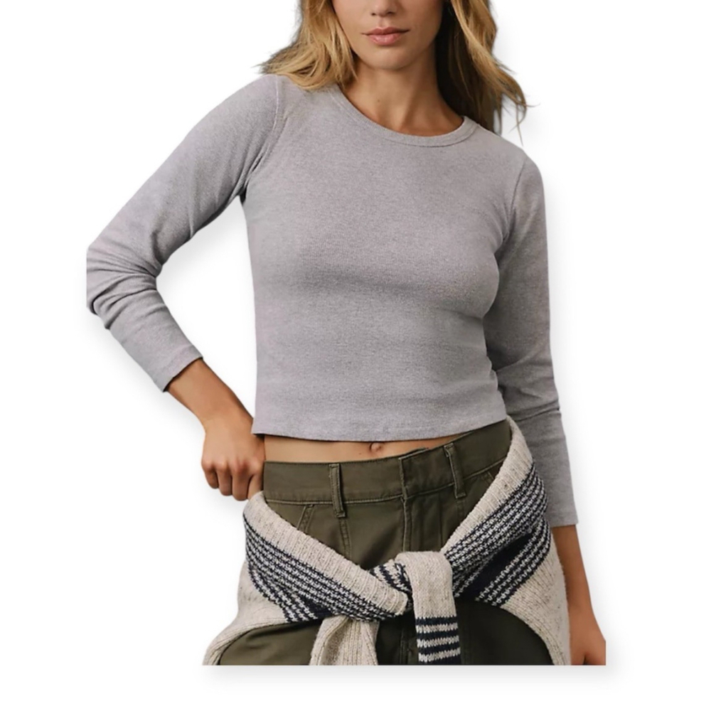 Anthropologie Maeve Top Purple Women Long Sleeve Ribbed Comfy Stretch Sz XL NWT